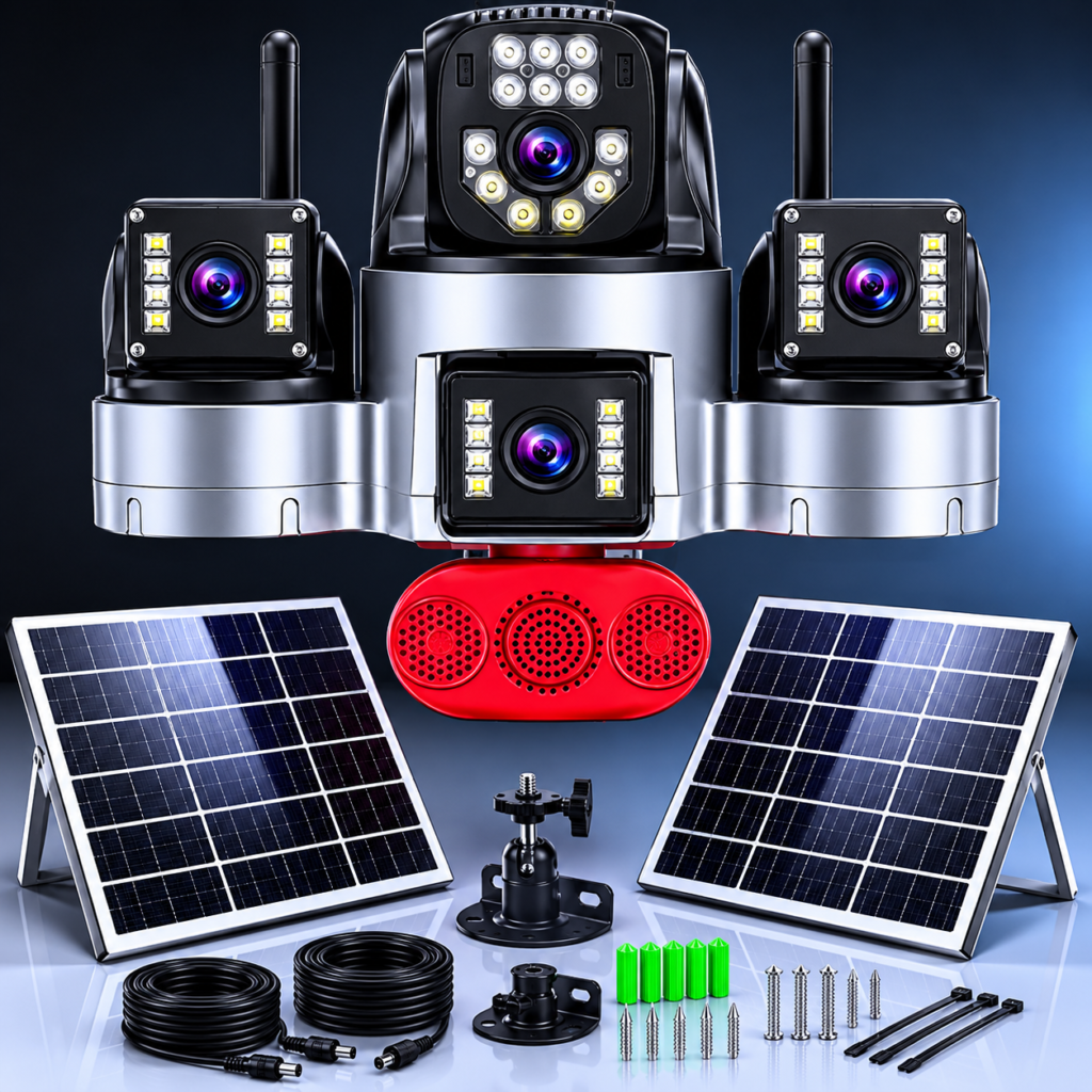 AOV 8K Ultra HD 4-Lens Solar Security Camera System