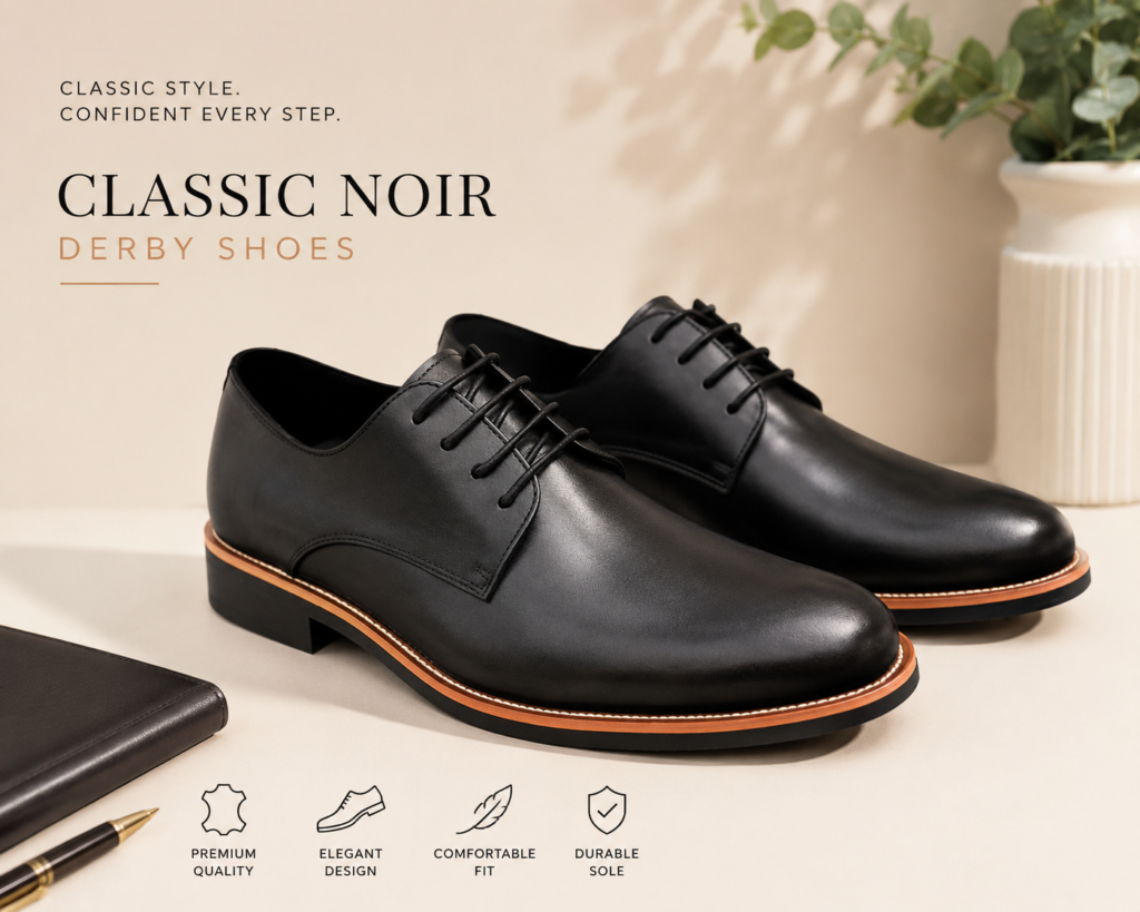 Classic Noir Derby Shoes